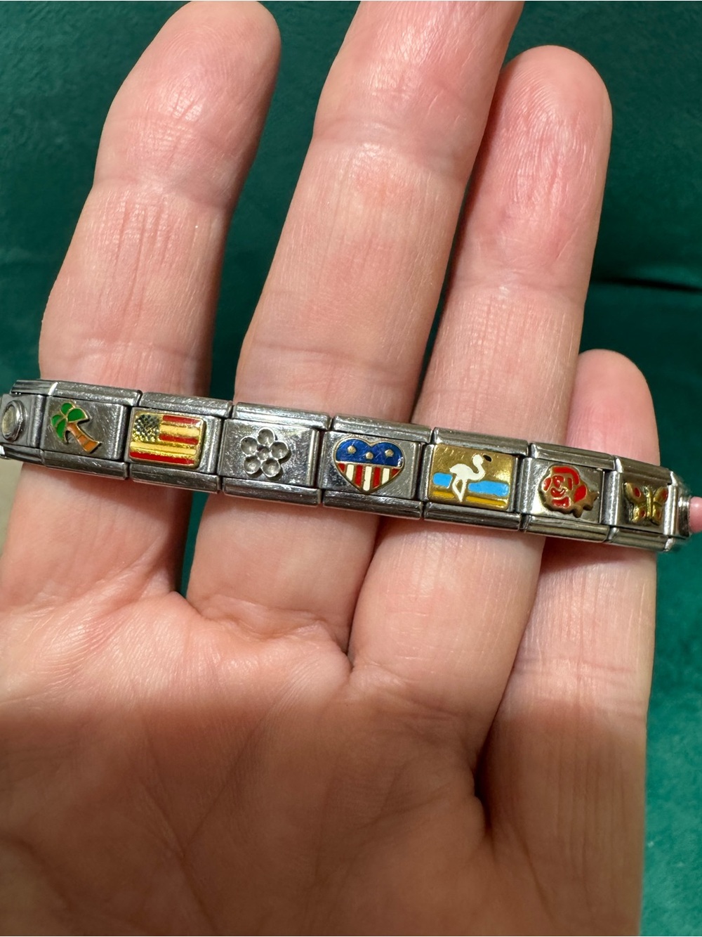 Vintage Y2K Italian Charm Bracelet Enamel Modular Links